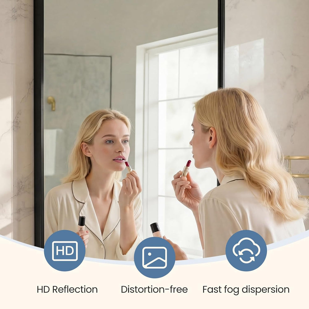 OLIXIS 38x26 Inch Bathroom Wall Mount Mirror with Rounded Rectangle, Black