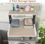 Washer Dryer Countertop with Shelf, 27.5″D x 27.5″W x 16.7″H, Countertop for Washer and Dryer Top with Non-Slip Pads and Edge Rails, Laundry Room Storage and Organization(White)