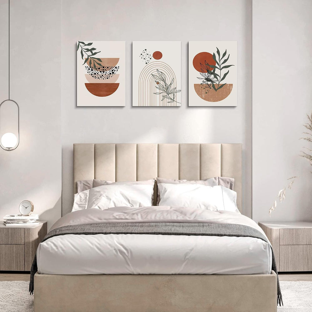 Boho Wall Art Prints, Boho Wall Decor, Abstract Geometric Prints Black Beige ...