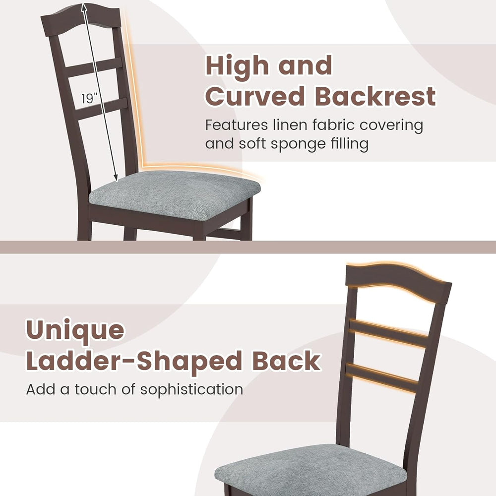 Giantex Wooden Dining Chairs Set of 2, Upholstered Kitchen Chair w/Rubber Woo...