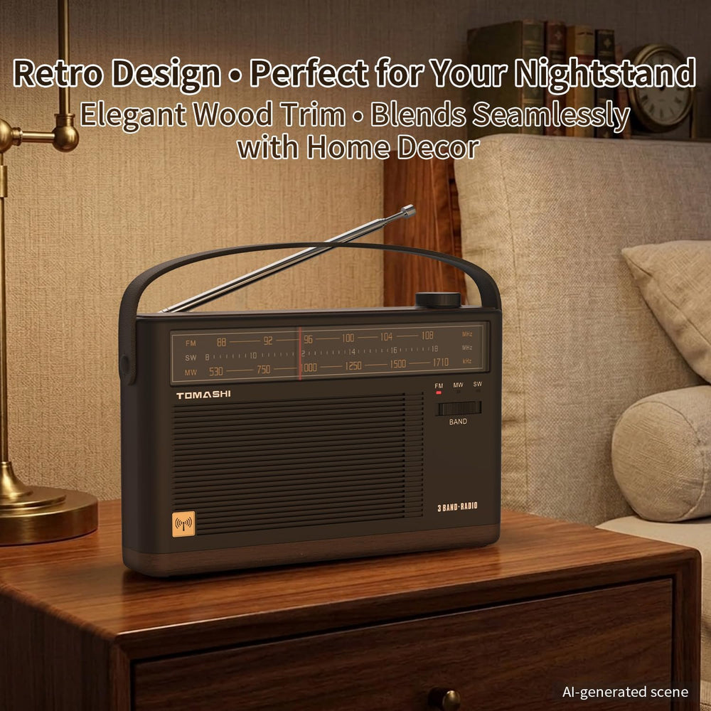 TOMASHI Portable AM FM SW Radio, Retro Transistor Radio, Type-C Charging