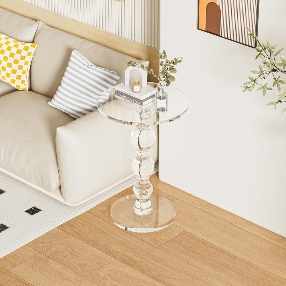 Acrylic Side Table, Acrylic End Table,Clear Round Side/End Table with Support...