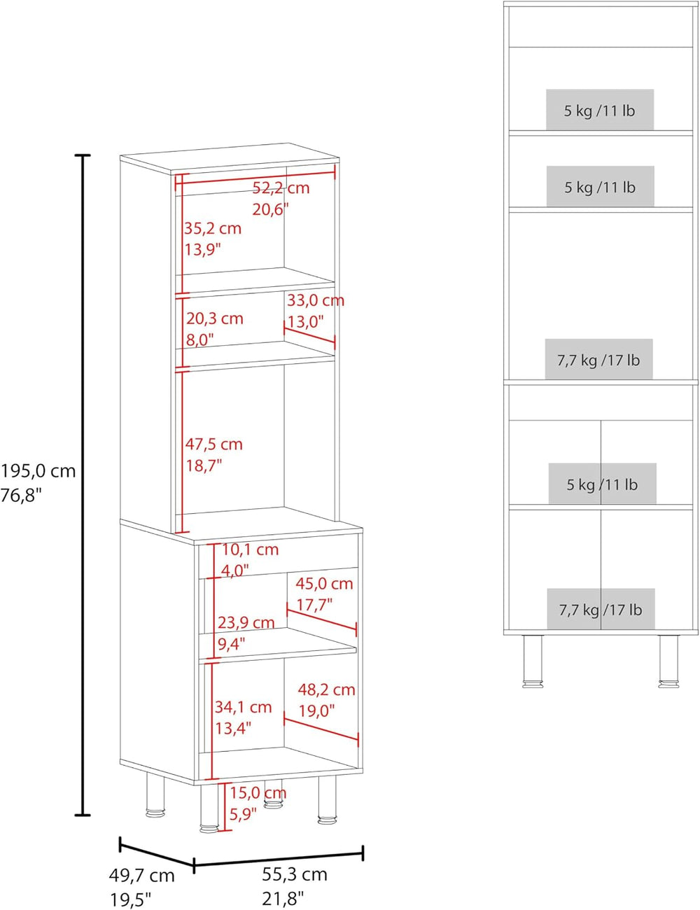 DEPOT E-SHOP 22" Fingal Kitchen Pantry with Microwave Space, Four Shelve...