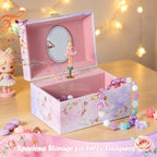 Ballerina Music Box for Girls, Swan Lake Musical Jewelry Box Organizer with Spinning Ballerina, Kids Jewelry Storage Case with Jewelry Set, Birthday for Toddler Girls