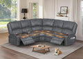 Manual Reclining Sectional Sofa Set, 5 Seats Soft Dutch Velvet Recliner Corner Sectional Couch, Family-Sized L-Shaped Recliner Couch with USB Charging, Thickened Padding, Sturdy Frame, Grey