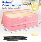 Under Bed Storage, Large Underbed Storage Containers with Lids, Foldable Clothes Storage Bins W/ Reinforced Handle for Bedroom Organization, Closet Organizers for Blanket, Shoe, Pillow -2 Pack, Pink