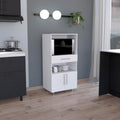 24.4" D*16.5" W*48.03" H Freestanding Kitchen Pantry with Dawer & 2 Open Shelves, Lower Double Door, Rectangular Pine Storage Cabinet, Modern Minimalist, for Living Room, Dining Room, White