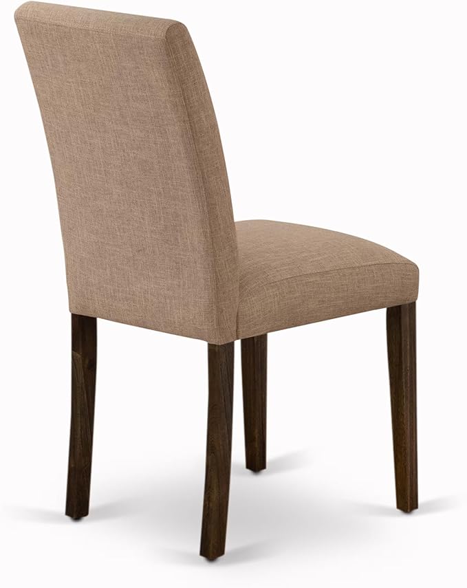 East West Furniture V797AB747-9 9 Piece Dining Table Set Includes a Rectangle Kitchen Table with V-Legs and 8 Light Sable Linen Fabric Upholstered Chairs, 40x72 Inch, Multi-Color