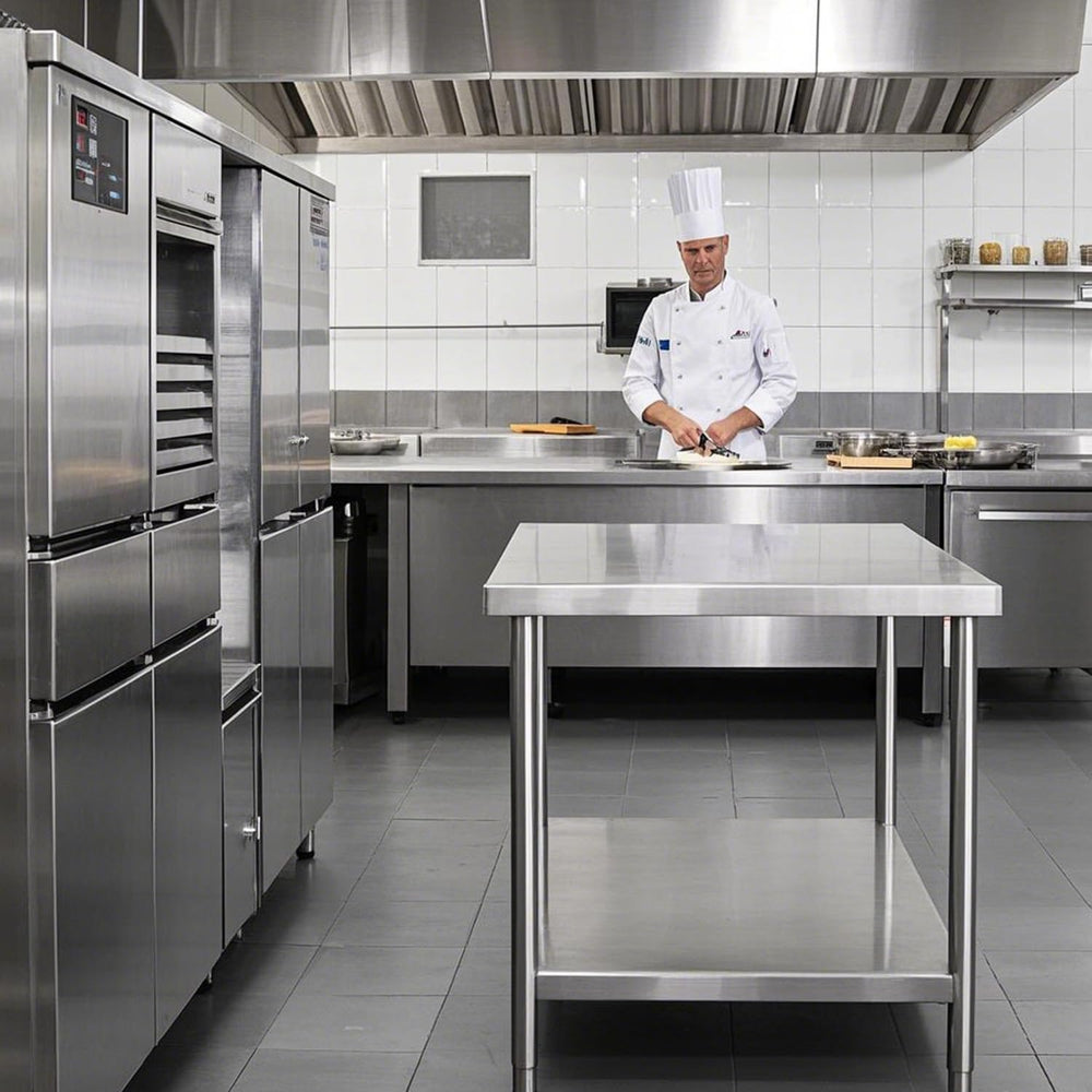 24x24 Inch Stainless Steel Prep Work Table with Caster Undershelf | Rust Resi...