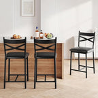 GarveeHome Bar Stools Set of 4, Counter Height Bar Chairs with Back and Thick Cushion, Upholstered Dining Chairs with Padded Seat, Barstools for Kitchen Island, Bar, Dining Room, Modern Black