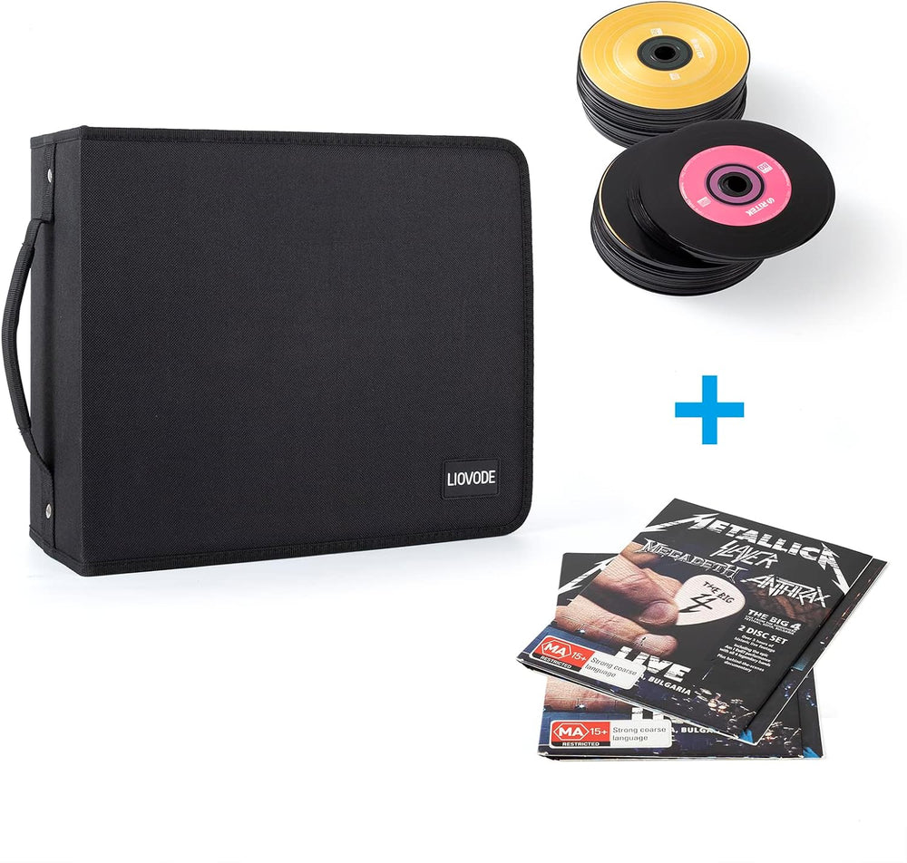 LIOVODE DVD Case 200 DVDs and 100 Booklets Capacity, CD/Blu-ray Storage Binde...