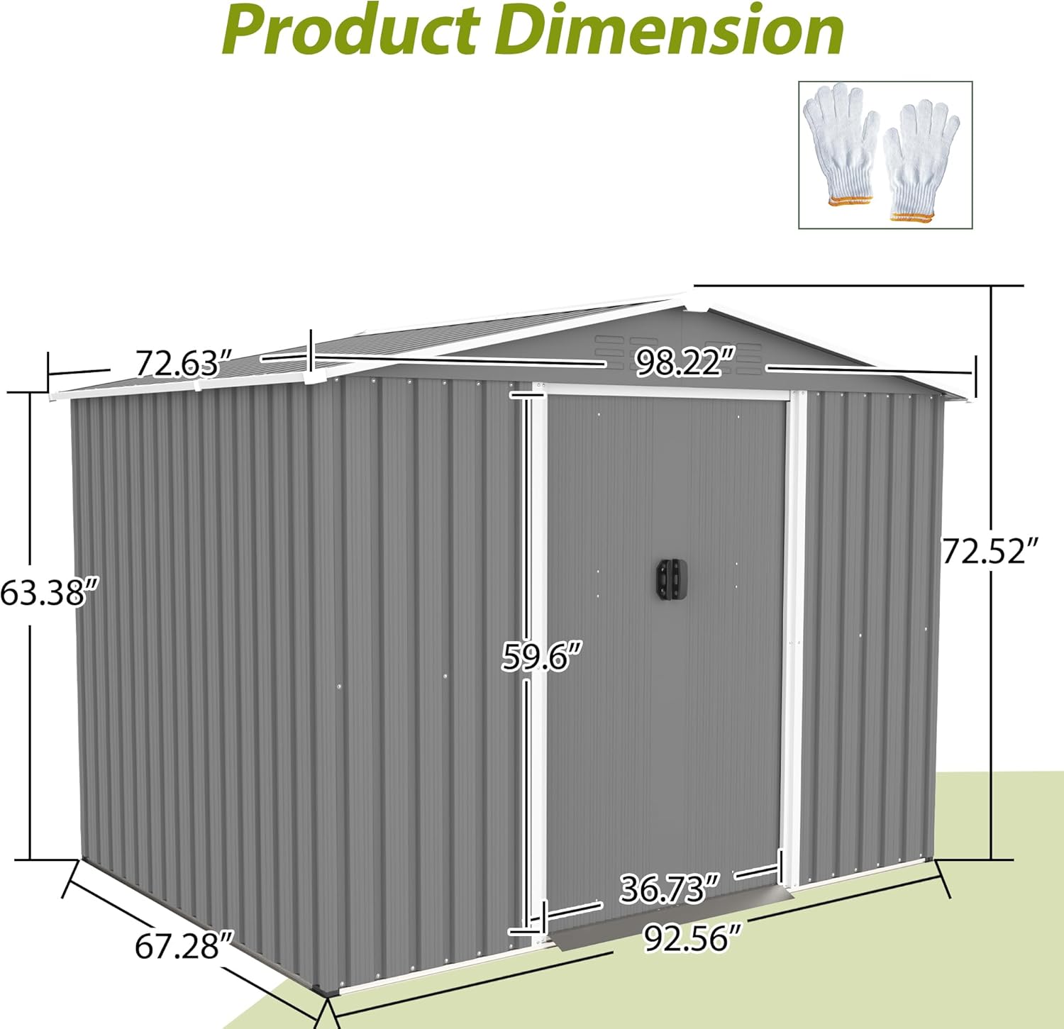 Metal Outdoor Storage Sheds 8 x 6 FT Lockable Metal Garden Shed Steel Anti-Corrosion Storage House with Double Lockable Door for Backyard Outdoor Patio