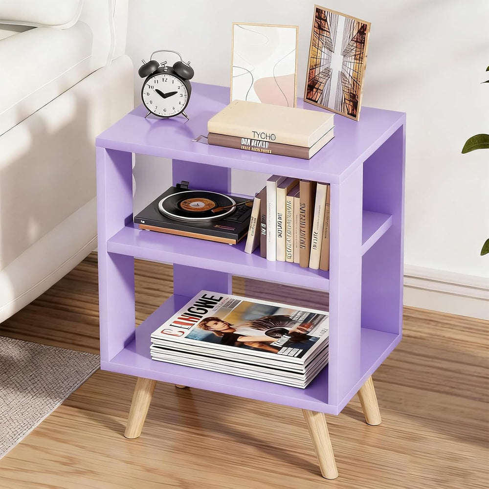 Aenuert Night Stand, Purple Nightstand, Modern End Table with Open Storage, 2...