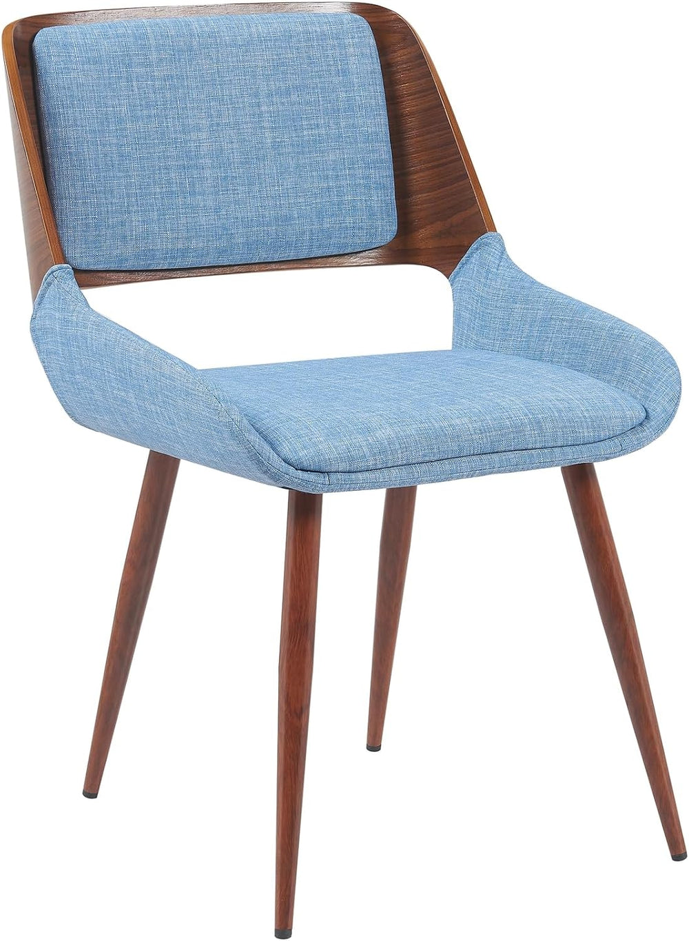 Armen Living Panda Mid-Century Upholstered Dining Chair in Walnut Finish with...