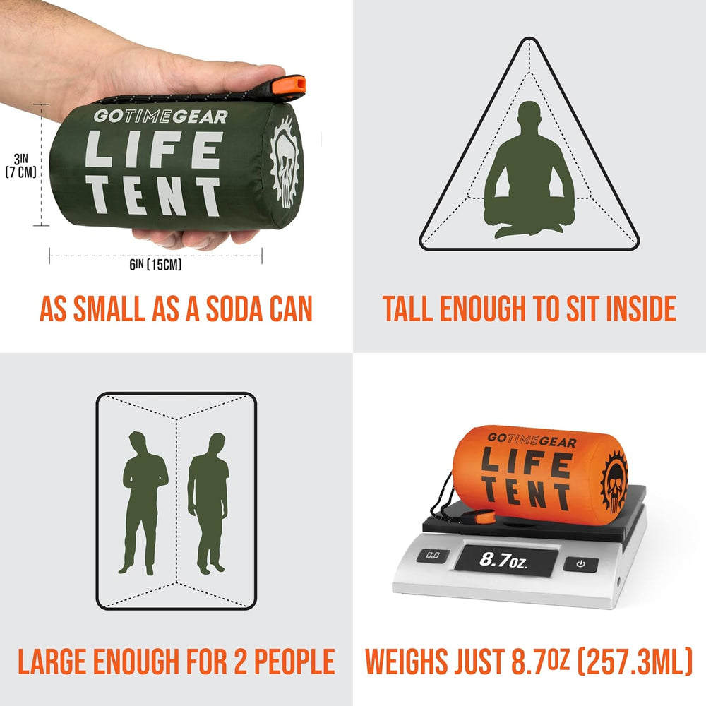 Survival Life Tent • 2 Person Mylar Emergency Shelter Tube Tent + Paracord • ...