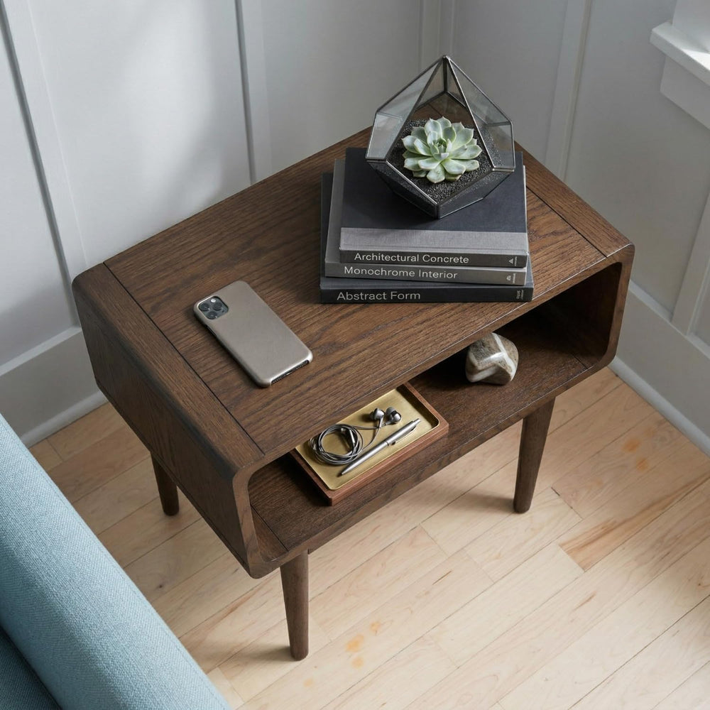 Hives & Honey Dora Side Table, Mid-Century Modern Nightstand with Open St...