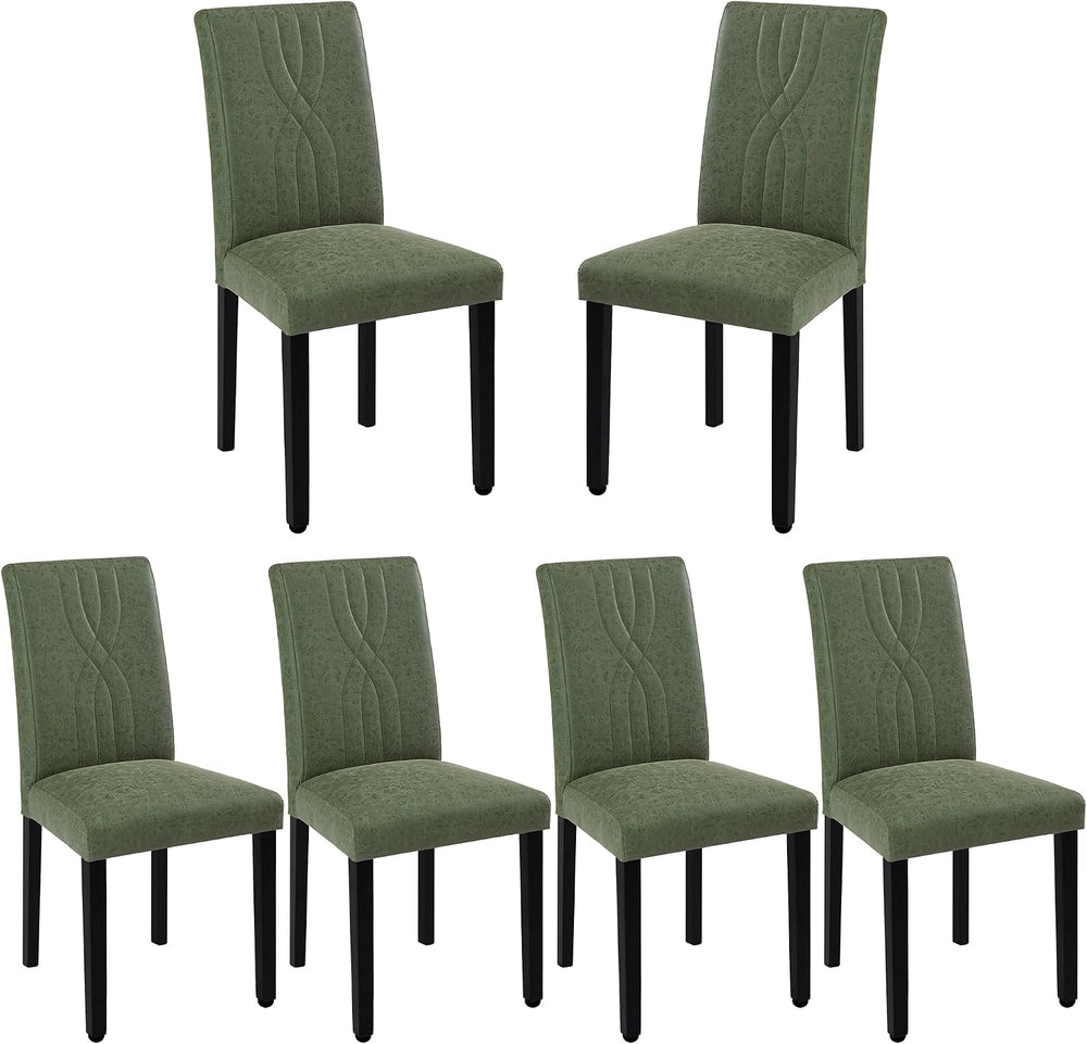 VECELO Upholstered Dining Chairs Set of 6, Modern PU Leather and Solid Wood L...