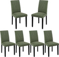 VECELO Upholstered Dining Chairs Set of 6, Modern PU Leather and Solid Wood Legs & High Back for Kitchen/Living Room- Green