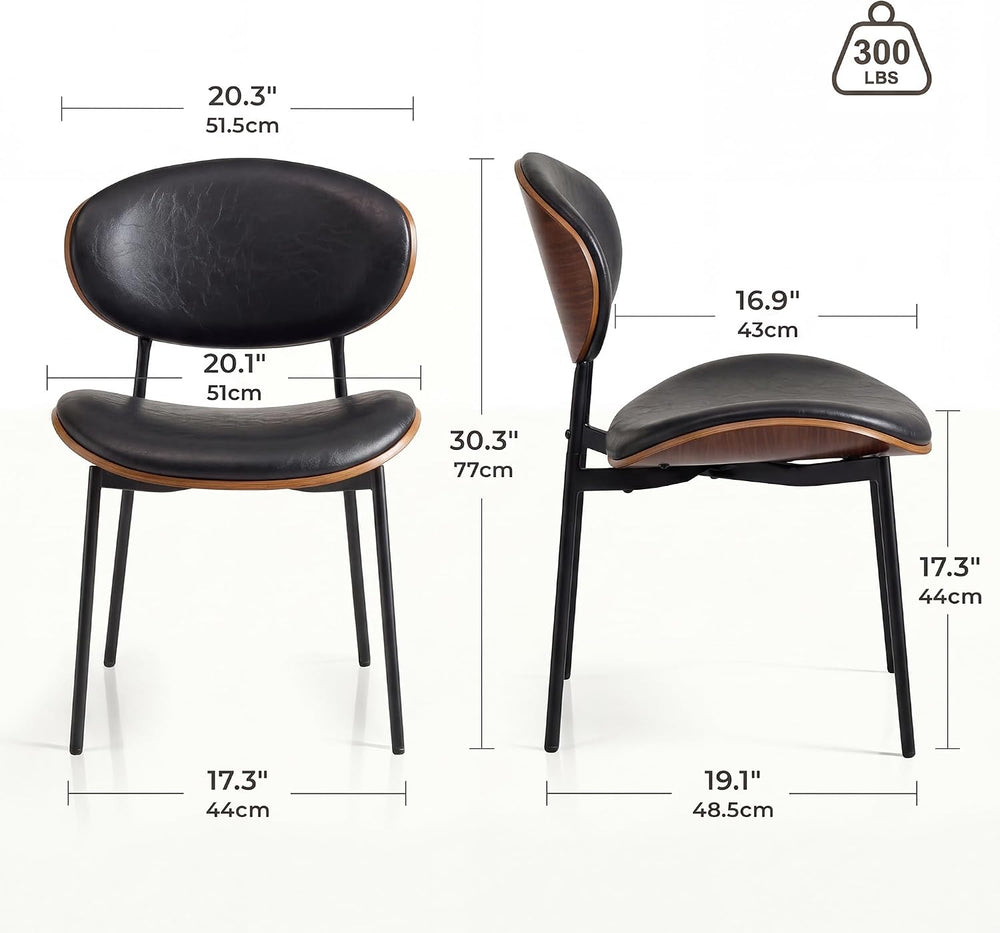 BedsPick Mid-Century Modern Dining Chairs Set of 4, PU Leather Upholstered Di...