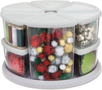 Deflecto Rotating Carousel Craft Organizer, 9-Canister, Includes 3" and 6" Canisters, Removable, Clear, Lids