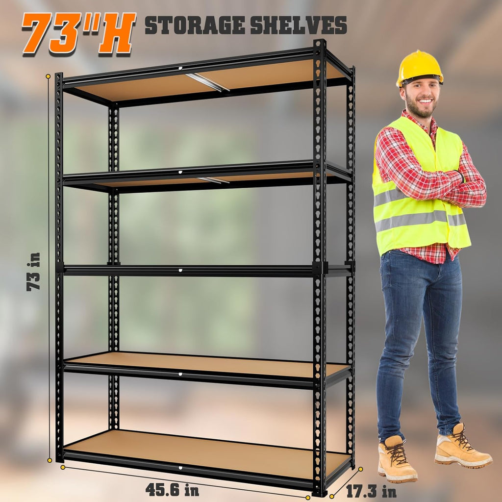 LEVELEVE 5-Tier Heavy Duty Storage Shelving Unit, 2020 lbs Capacity, Adjustable Metal Utility Shelf, 48" L x 18" W x 73" H for Garage, Kitchen, Pantry, Basement, Bathroom, Laundry,3 Pack