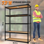 LEVELEVE 5-Tier Heavy Duty Storage Shelving Unit, 2020 lbs Capacity, Adjustable Metal Utility Shelf, 48" L x 18" W x 73" H for Garage, Kitchen, Pantry, Basement, Bathroom, Laundry