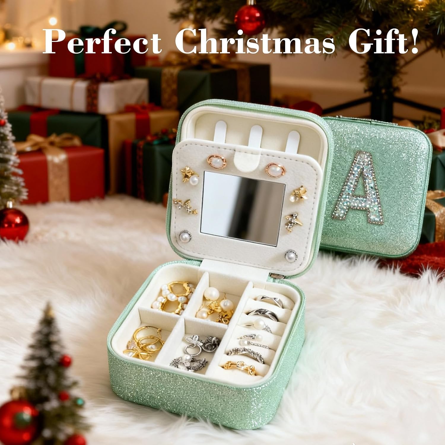 Mothers Day Gift Travel Jewelry Case for Women, Large Jewelry Organizer with Straps, Secure Storage, Better Organization, Gift for Bridesmaid, Daughter, Granddaughter