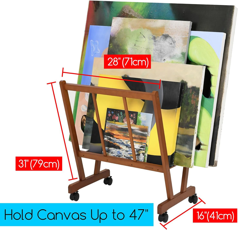 MEEDEN Walnut Drafting Table and Solid Beech Wood Canvas Print Rack