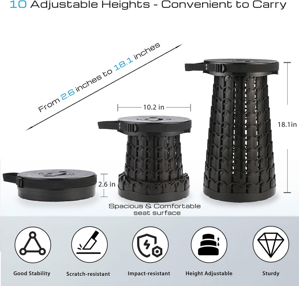 Collapsible Stool with Cushion, 800 lb Heavy Duty Portable Stool for Adults