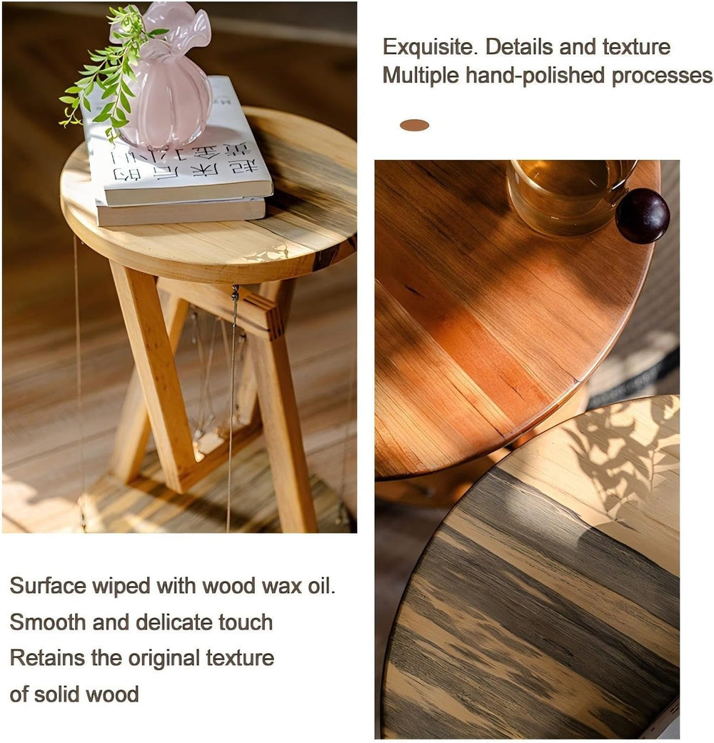Solid Wood End Table - Tensegrity Design for Living Room, Sofa Side, Home Dec...