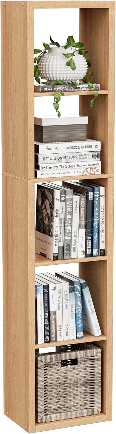 Tall Cube Storage Organizer Bookcase, 5 Tier 11 inch Open Back Cubical Shelf ...