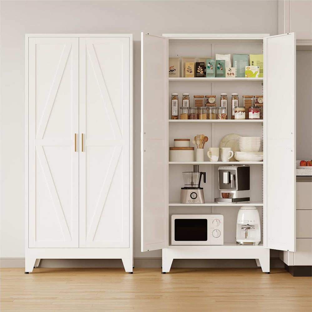 COFaR Metal Pantry Cabinet with Doors, Farmhouse 71'' Tall Storage Ca...