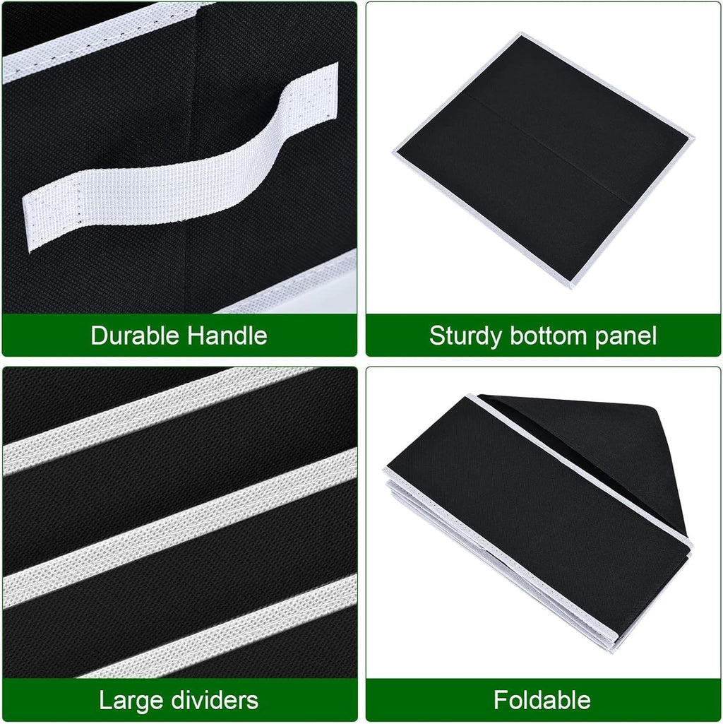 Foldable Closet Organizer with Handles - 6 Pack Fabric Wardrobe Dividers for Clothes Storage Jeans, Pants, Sweaters, T-Shirts，Black