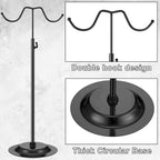4 Pcs Purse Display Stand Adjustable Height Handbag Display Stand Metal Handbag Stand Holder Double Hook Purse Holder Stand for Home Store Boutique Counter, Black