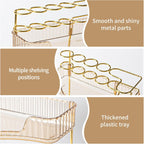 NATURE'S SOURCE Makeup Organizer for Vanity, 2-Tier Corner Bathroom Organizer Countertop with Makeup Brush Holder, Corner Counter Storage for Bathroom Dresser-Amber Gold