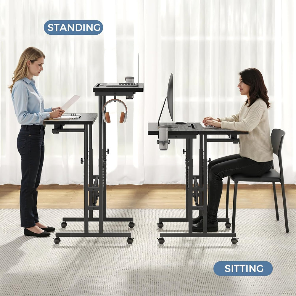 DUMOS Rolling Standing Desk, Walking Pad Desk, Split Top Computer Cart