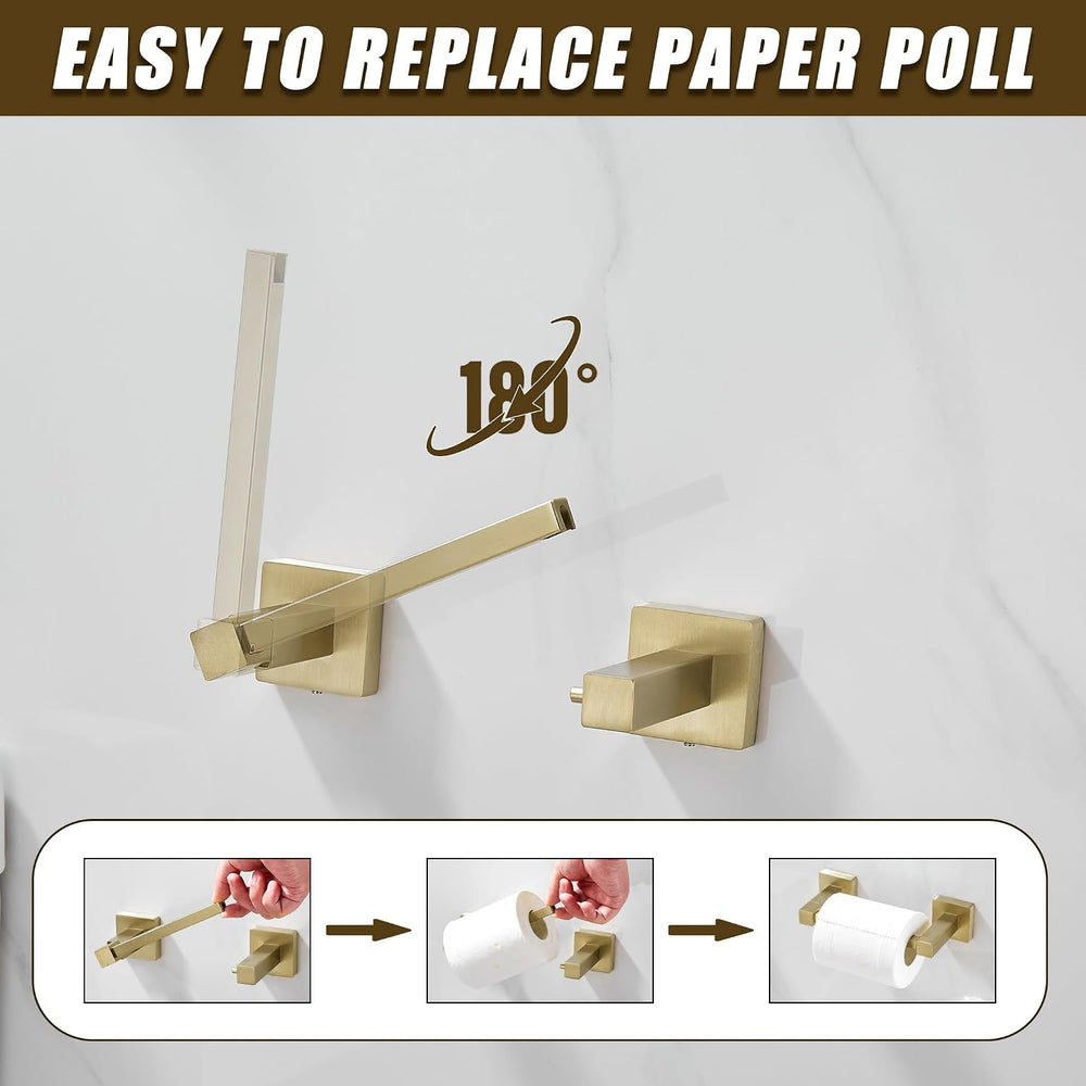 BigBig Home Gold Toilet Paper Holder Towel Ring, Brushed Gold Hand Towel Hold...