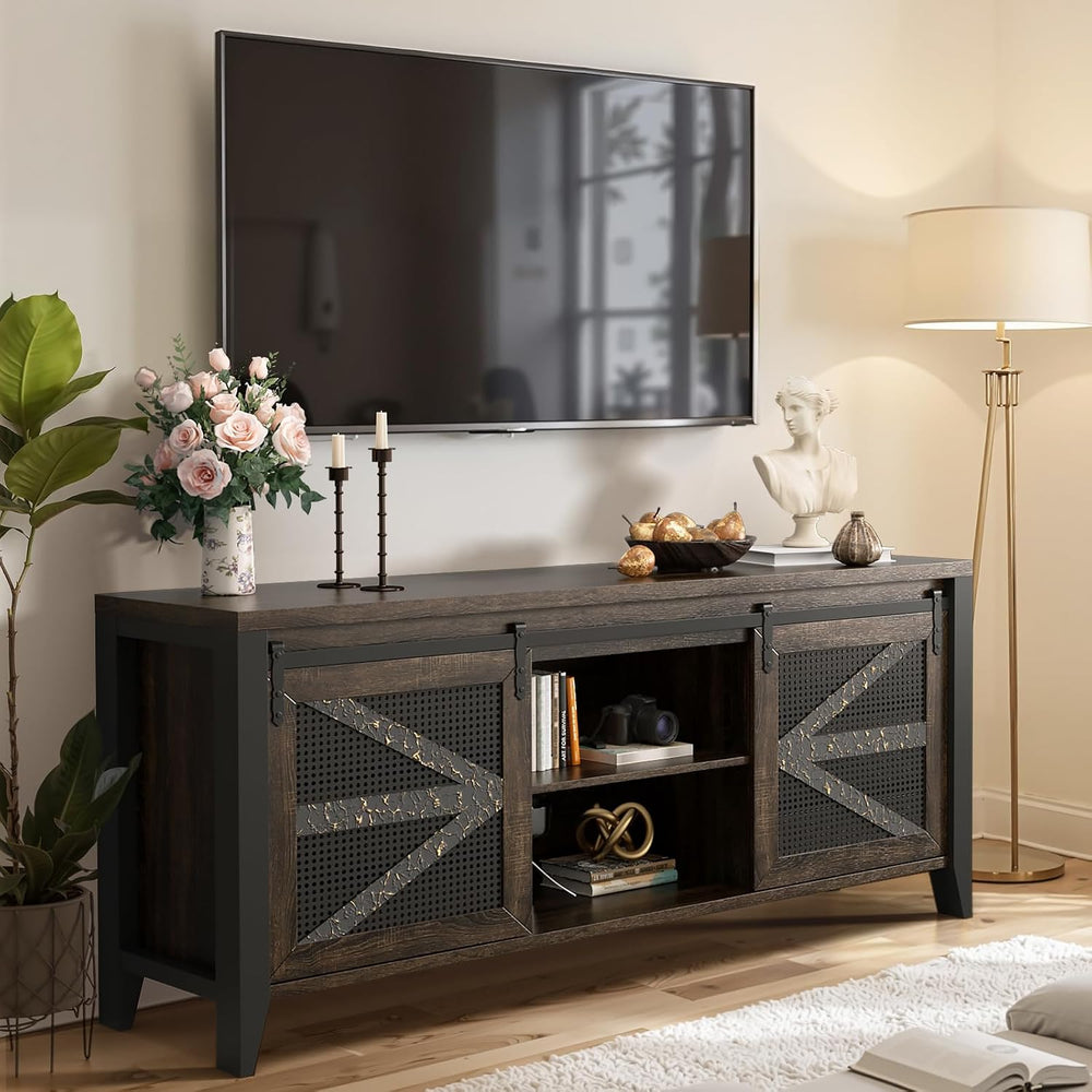 VFK 60 Inch TV Stand for TVs up to 65", Rustic Farmhouse Media Console w...