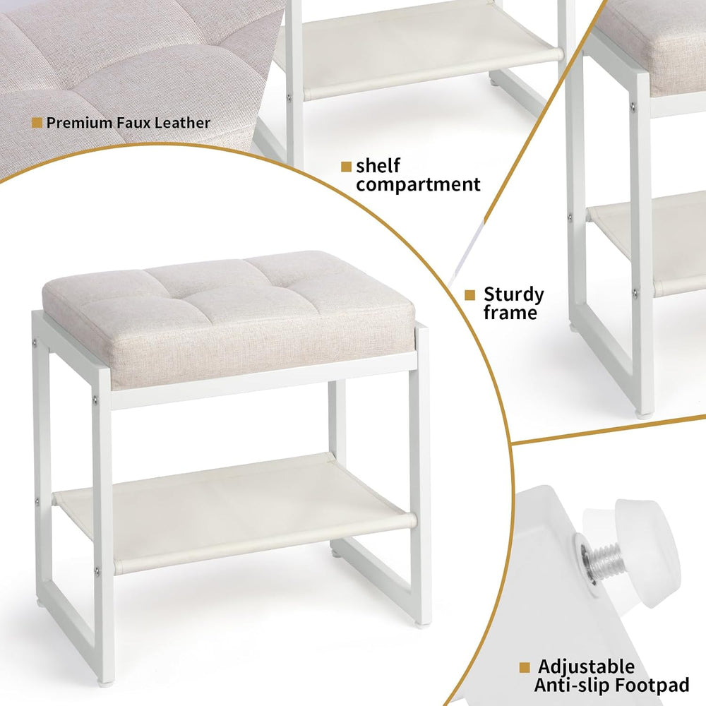 Vanity Stool, Makeup Vanity Chair for Vanity, Ottoman Seat for Bedroom Makeup...