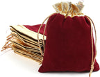 Velvet Bags Drawstring，4x4.7Inch Jewelry Gift Bags with Drawstring（12pcs，Golden Claret）