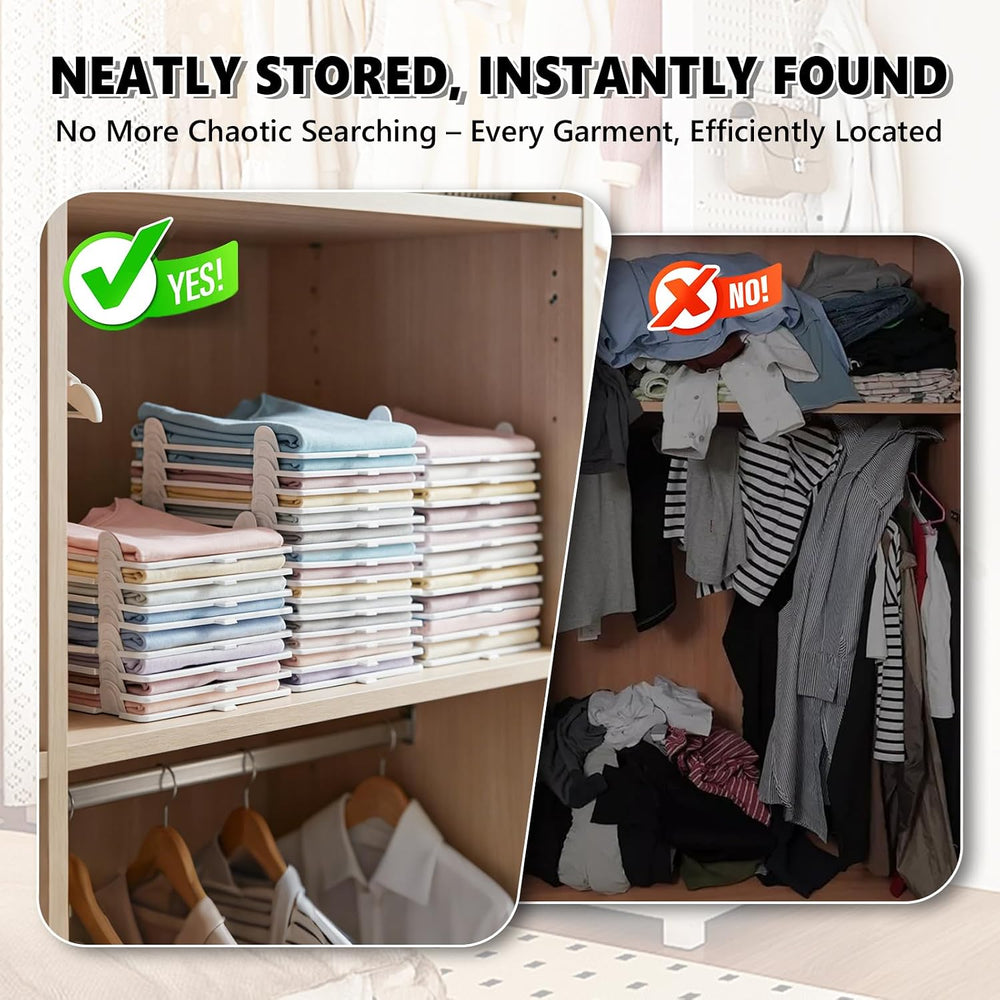 10Pcs Stackable Closet Organizer & Shirt Folding Board Bundle | Space-Sav...