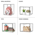 Clear Purse Organizer for Closet, 5 Pack Handbag Storage Organizer, Acrylic Display Case for Collectibles, Stackable Storage Bins with Magnetic Lids for Figure, Wallet, Clutch, Doll