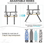 Ironing Board Holder Wall Mount, Over The Door Ironing Board Hanger with Storage Basket, Iron Holder for Hotel Rooms, Home Laundry Rooms, Utility Rooms, Closets (Black)