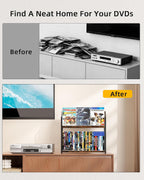 2-Tier DVD Storage Rack, DVD Shelf for Non-slip Feets, DVD Holder Display with 10 lb per Tier, Stores Up to 56 DVDs, Display Organizer Tower for Music Enthusiasts and Collection