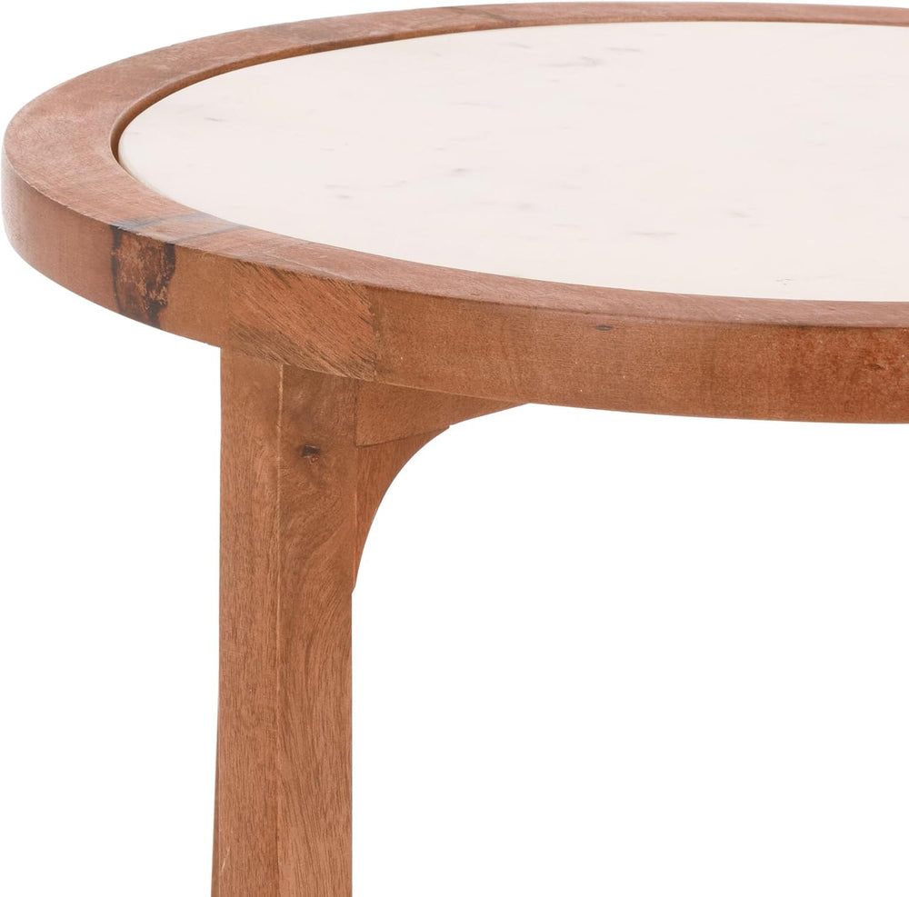 SAFAVIEH Home Collection – Minori Walnut Solid Wood & White Marble Round ...