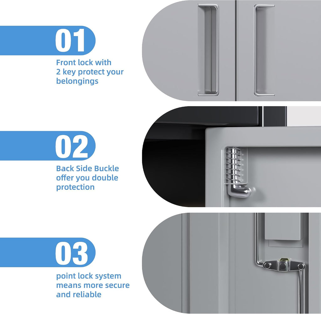 Aobabo 24" W Metal Storage Cabinet with Locking Doors and Adjustable Shelves,Black Gray