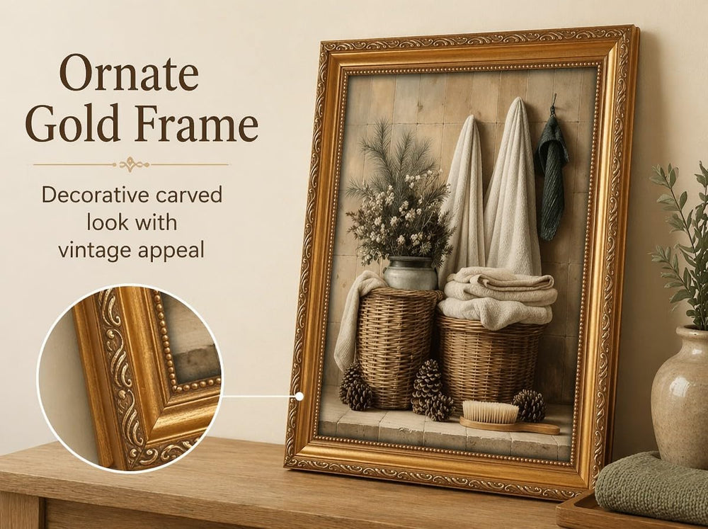 ApexBlume Vintage Farmhouse Bathroom Still Life Framed Wall Art, Antique Rust...