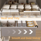 2 Pack No-Drill Pull Out Cabinet Organizer 15.3'' Deep Expandable Slide Out Drawers for Kitchen Pantry & Under Sink Storage, Adhesive Nano Film Mount, White