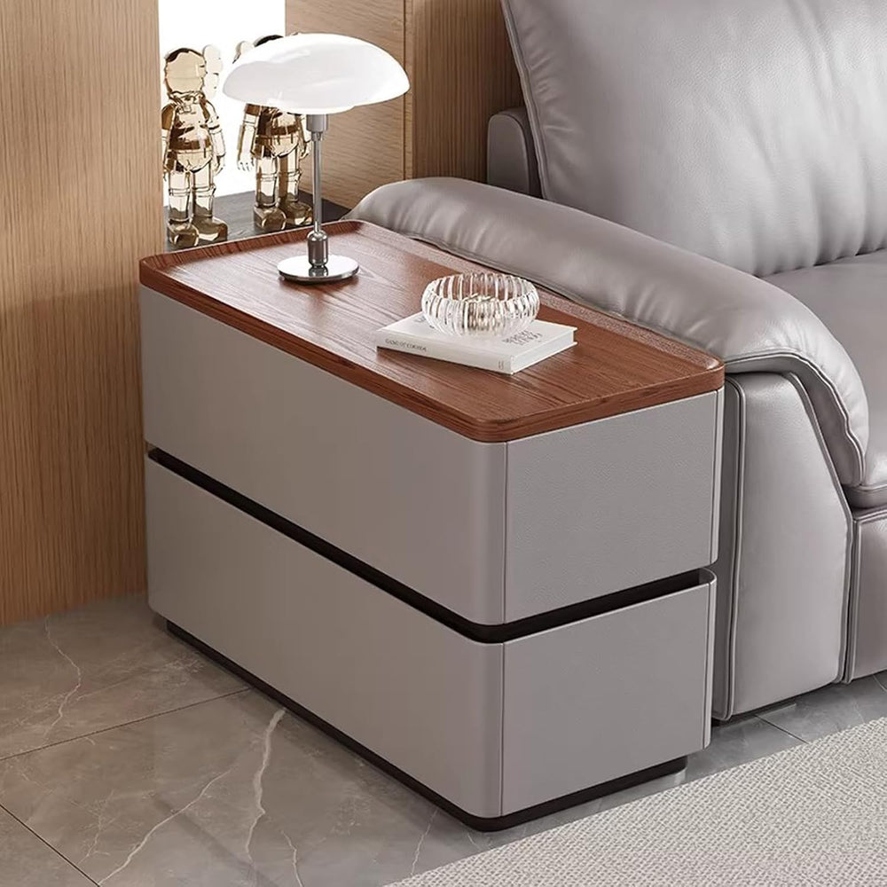 31.5" Modern Narrow Side Table for Sofa Bedside Nightstand with 2 Storag...
