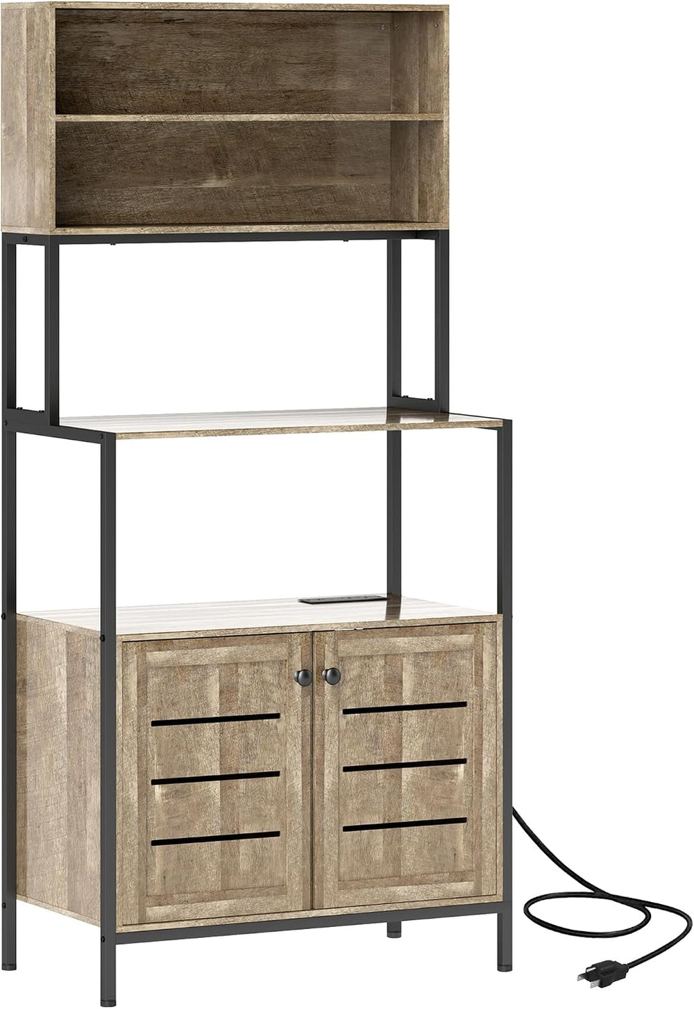 Microwave Stand for Kitchen Use Two AC Outlets, Ample Storage | Steel frame, ...